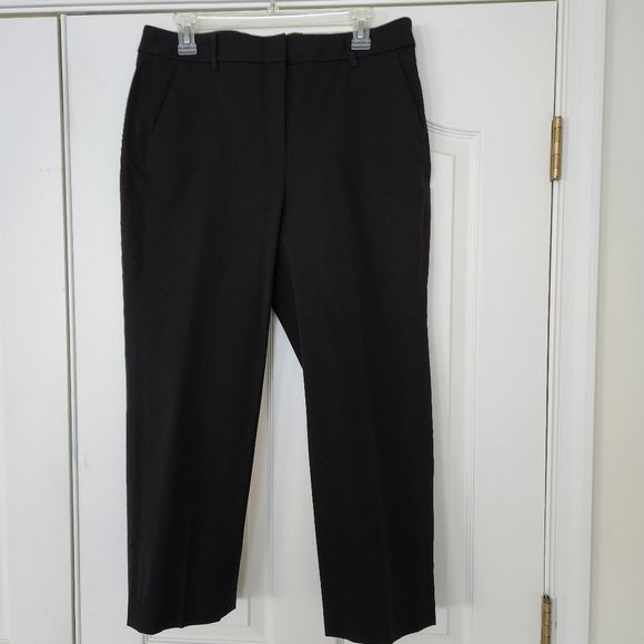 CHICO'S Straight Leg Crop Flat Front Hi-Rise Size 2 (12 Reg) Black 24 ½" Inseam - Picture 1 of 11